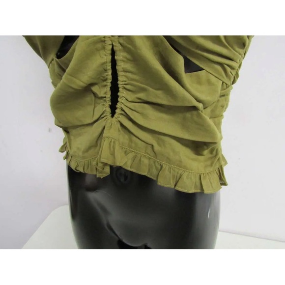 NWT Magali Pascal Fenix Halter criss cross strappy tie crop top tank Moss green - Picture 10 of 13